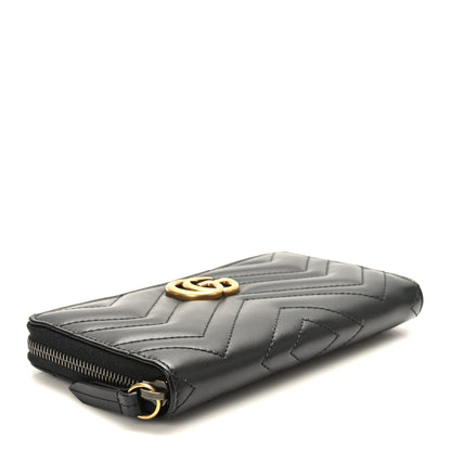 Gucci Calfskin Matelasse GG Marmont Zip Around Wallet Black 4 of 7