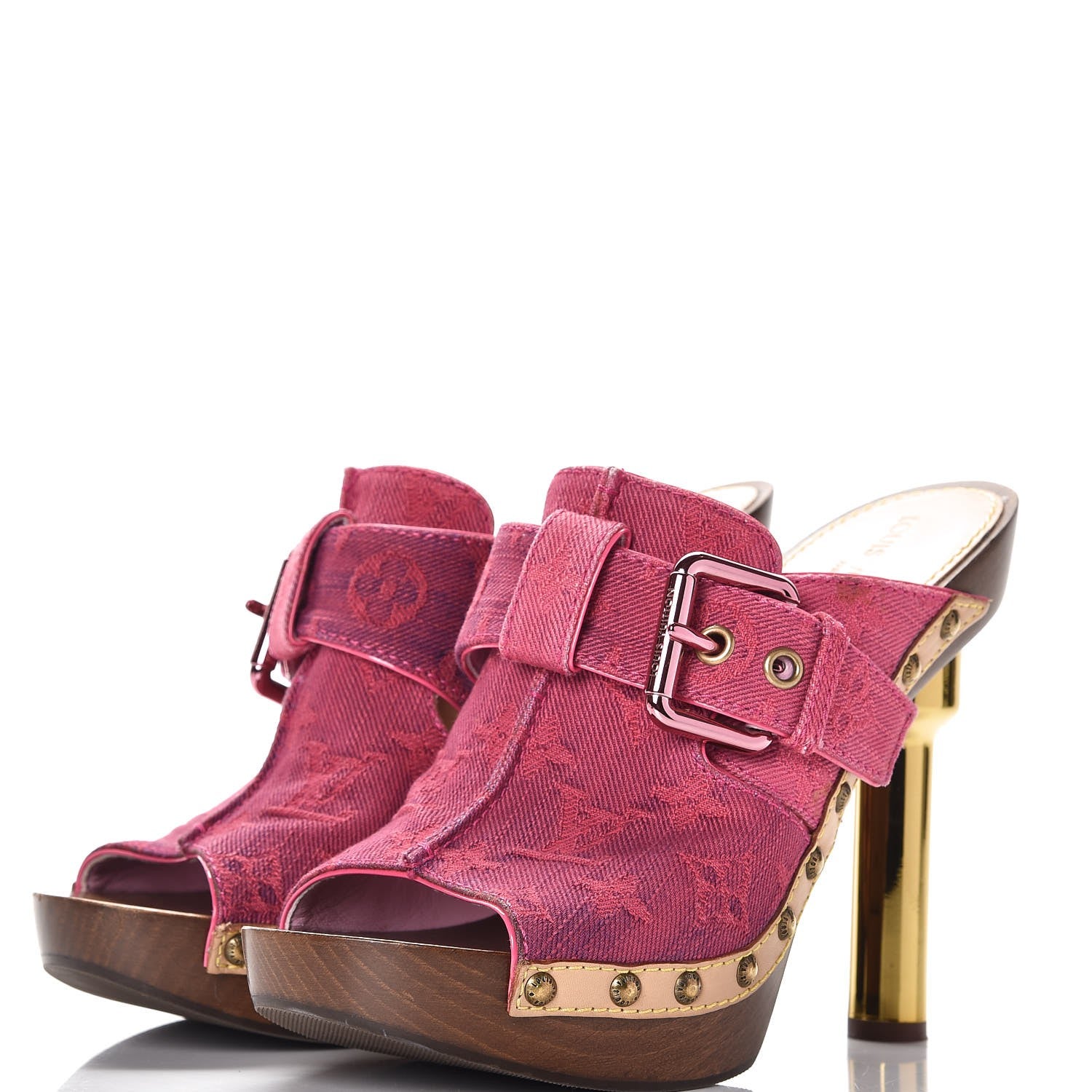 Louis Vuitton Denim Rosa Mule Clogs 38 Fuchsia 3 of 10