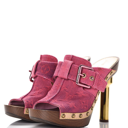 Louis Vuitton Denim Rosa Mule Clogs 38 Fuchsia 3 of 10