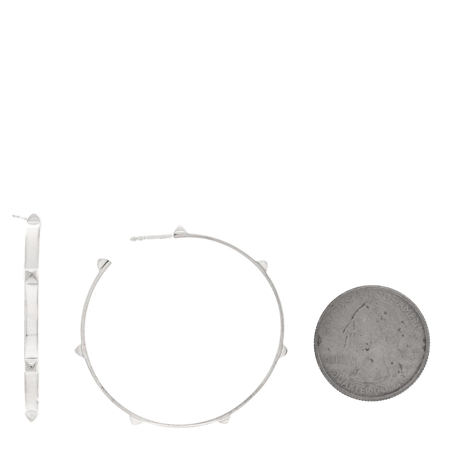 Hermes Sterling Silver Mini Clous Hoop Earrings 2 of 5