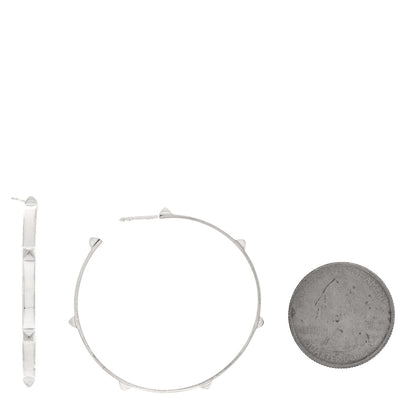 Hermes Sterling Silver Mini Clous Hoop Earrings 2 of 5
