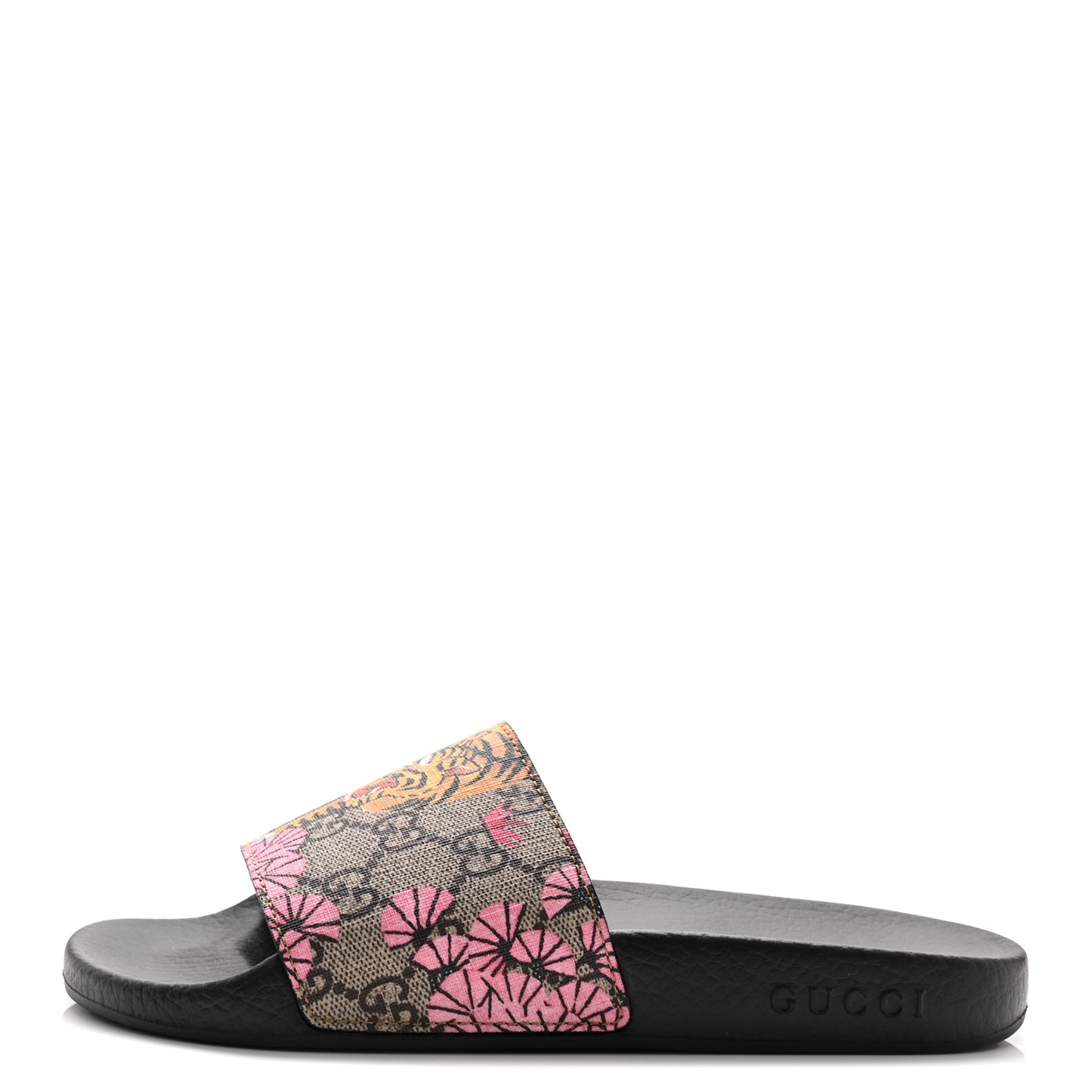 GG Supreme Monogram Bengal Slide Sandals 38 Beige Pink