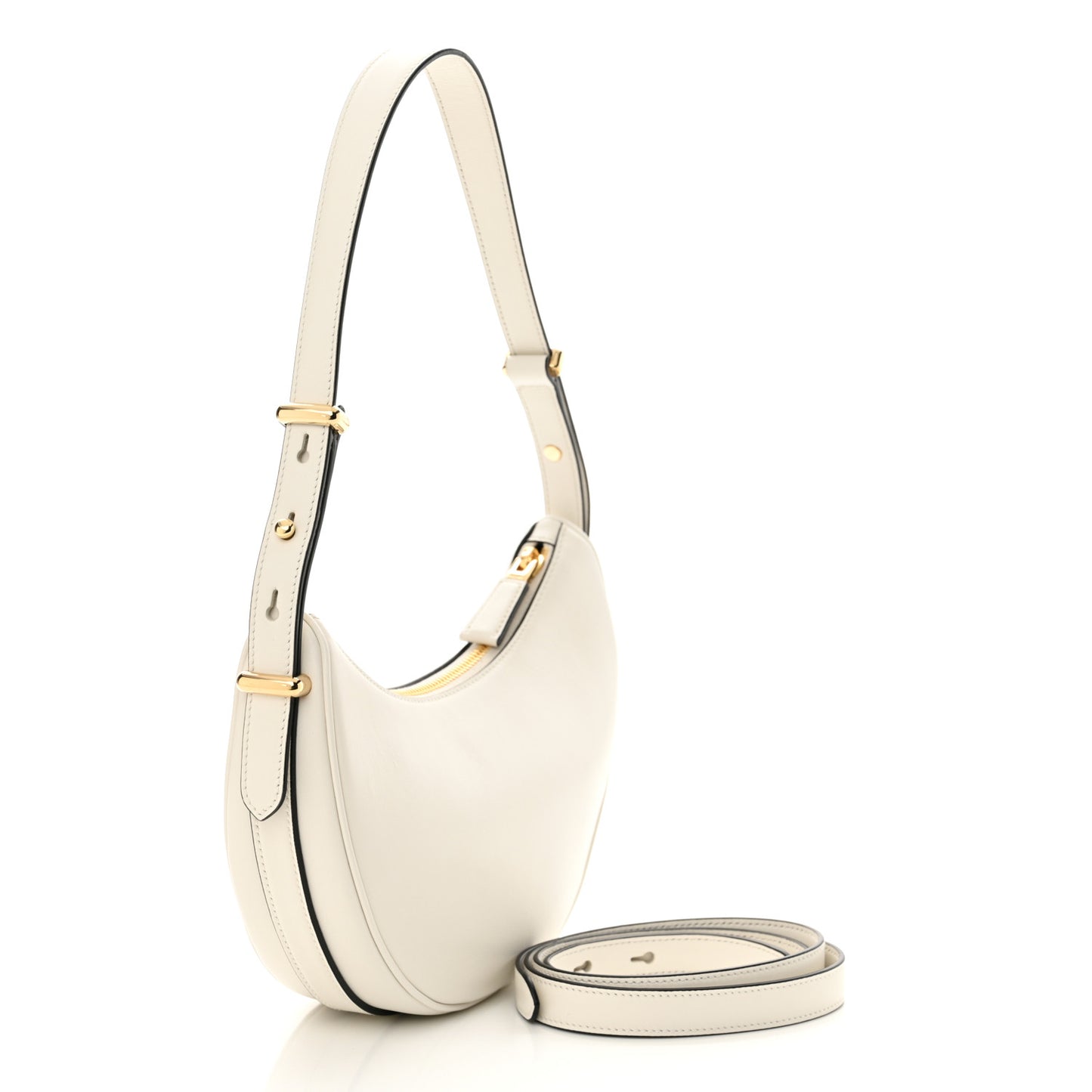 Soft Calfskin Arque Shoulder Bag White