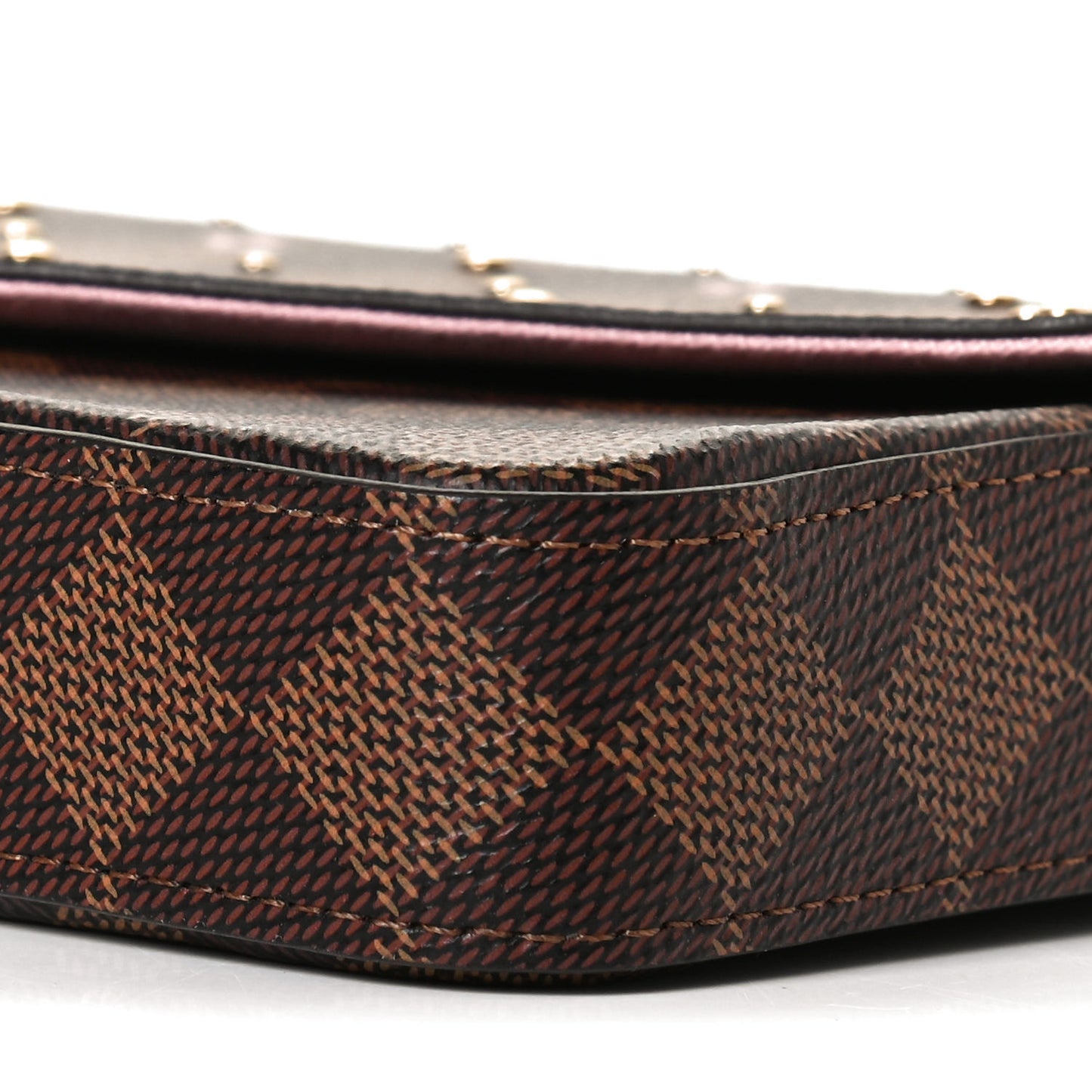 Damier Ebene Studded Pochette Felicie Chain Wallet