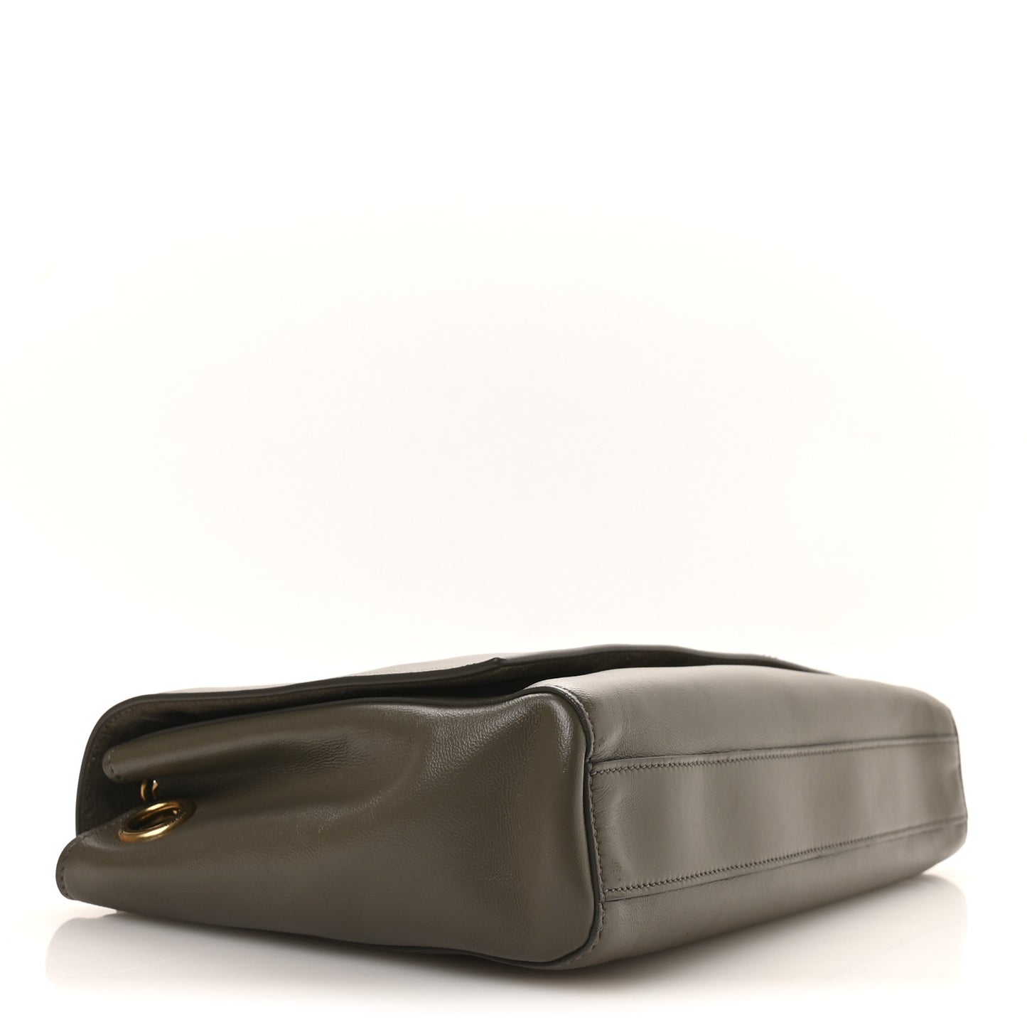 Smooth Calfskin Suede Medium Reversible Monogram Kate Satchel Olive
