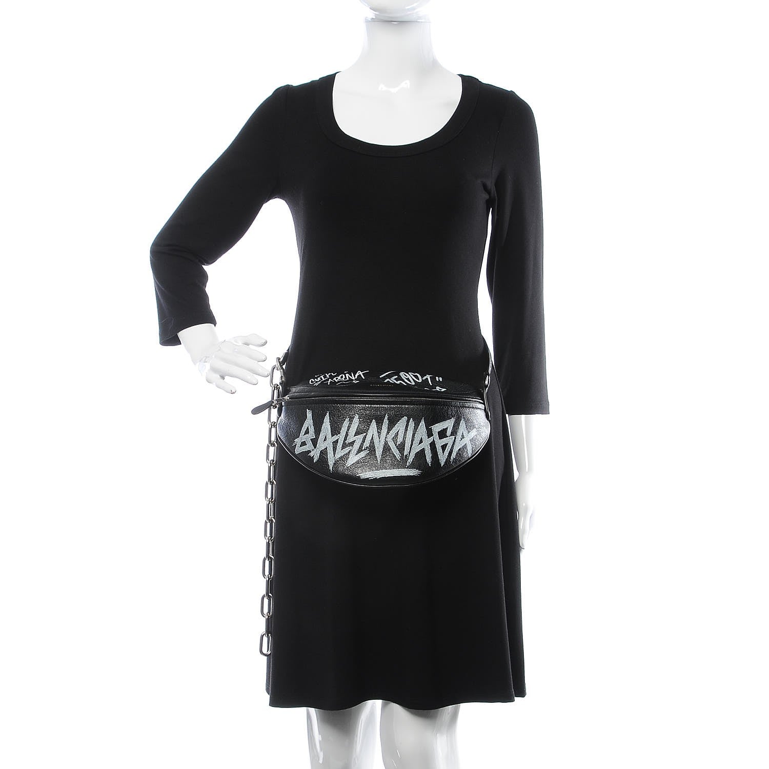 Balenciaga Agneau Arena Graffiti All Over XS Souvenir Belt Bag Black White 2 of 8