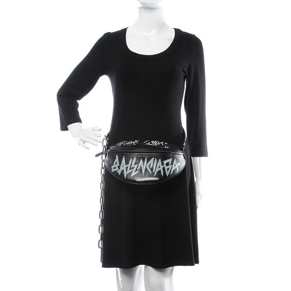 Balenciaga Agneau Arena Graffiti All Over XS Souvenir Belt Bag Black White 2 of 8