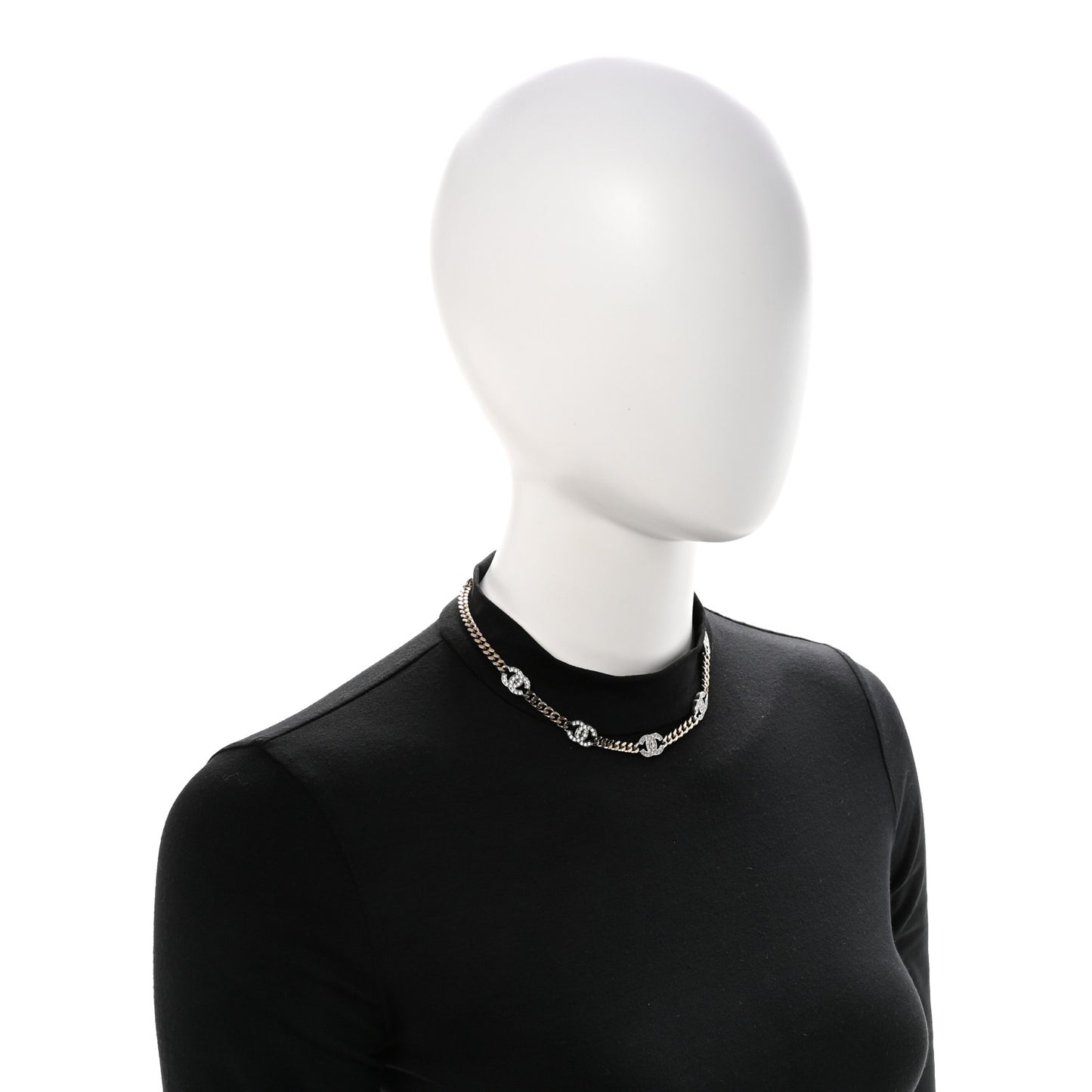 Crystal Chain CC Link Choker Gold Silver