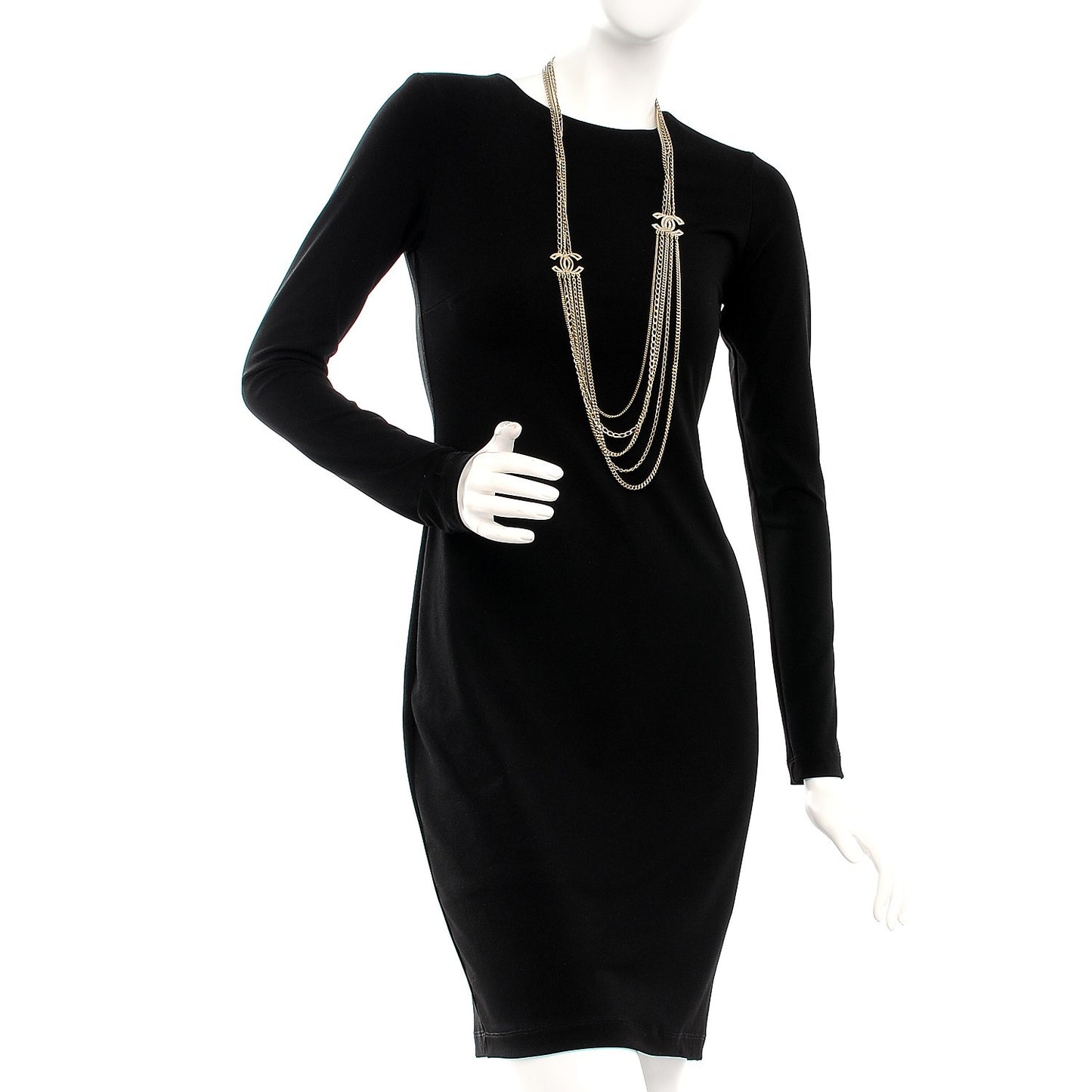 Multi Strand Chain Baguette Crystal CC Necklace Gold