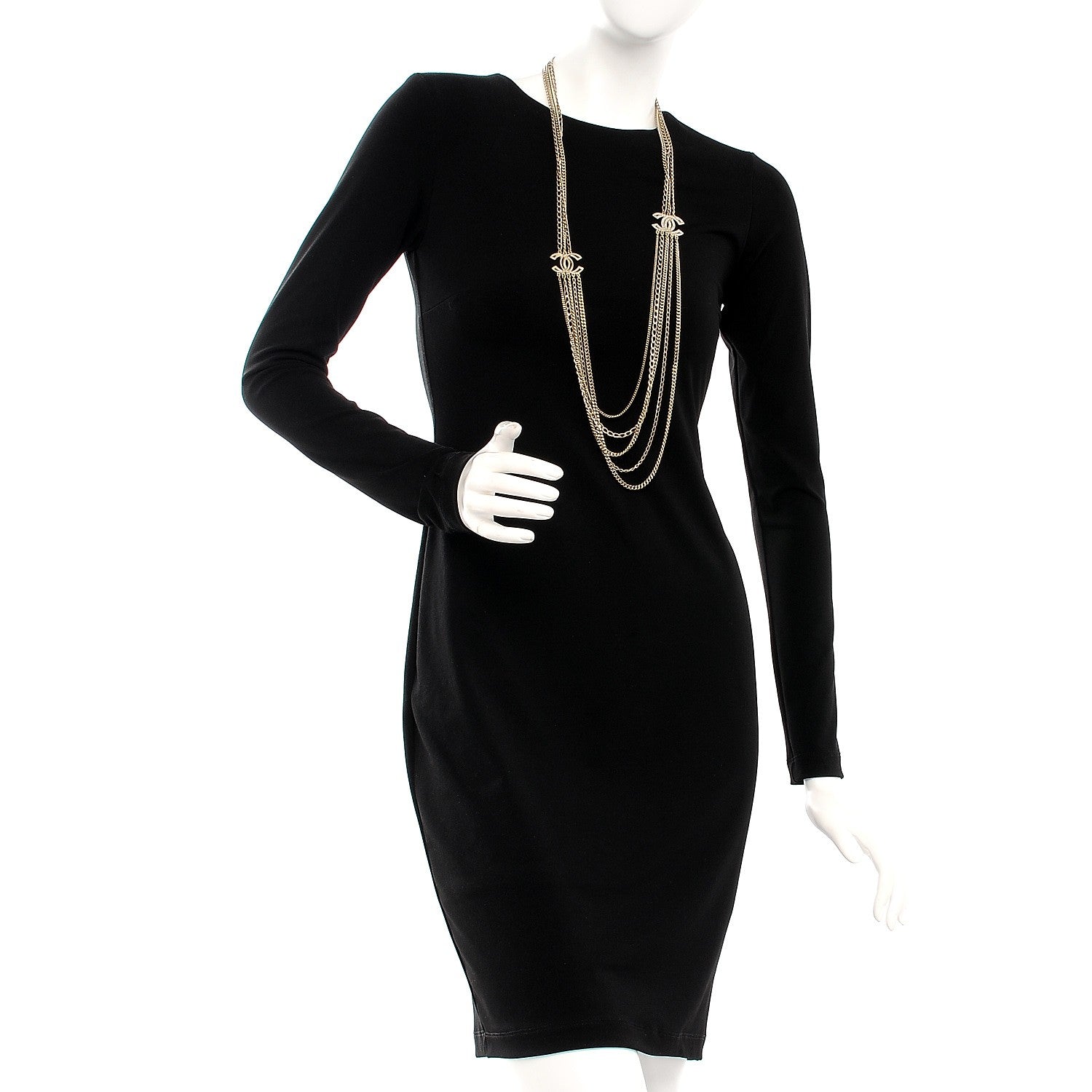 Chanel Multi Strand Chain Baguette Crystal CC Necklace Gold 2 of 6