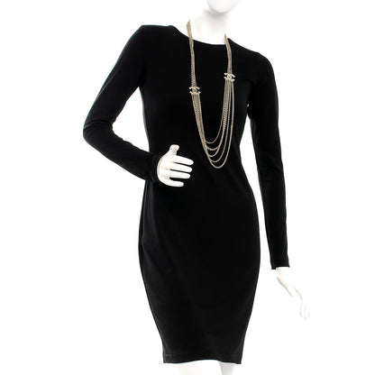 Chanel Multi Strand Chain Baguette Crystal CC Necklace Gold 2 of 6