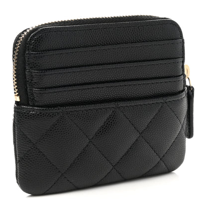 Chanel Caviar Quilted Zip Card Holder Wallet Black 3 of 8