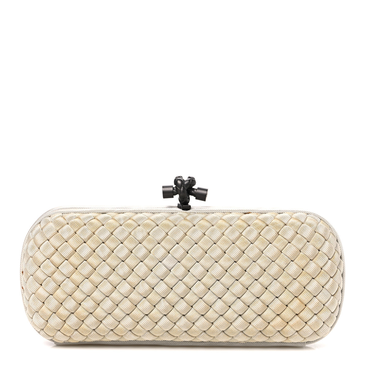 Bottega Veneta Silk Faille Intrecciato Knot Clutch Mist 1 of 6