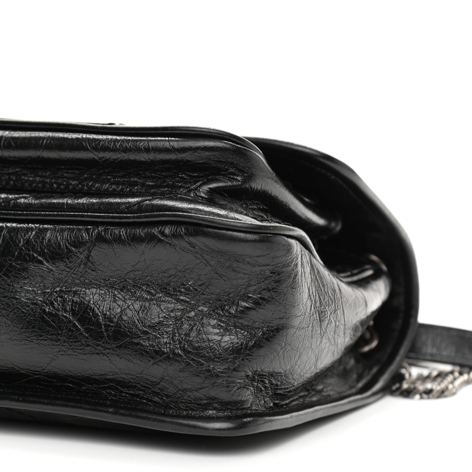 Saint Laurent Crinkled Lambskin Matelasse Monogram Baby Niki Chain Satchel Black 12 of 13