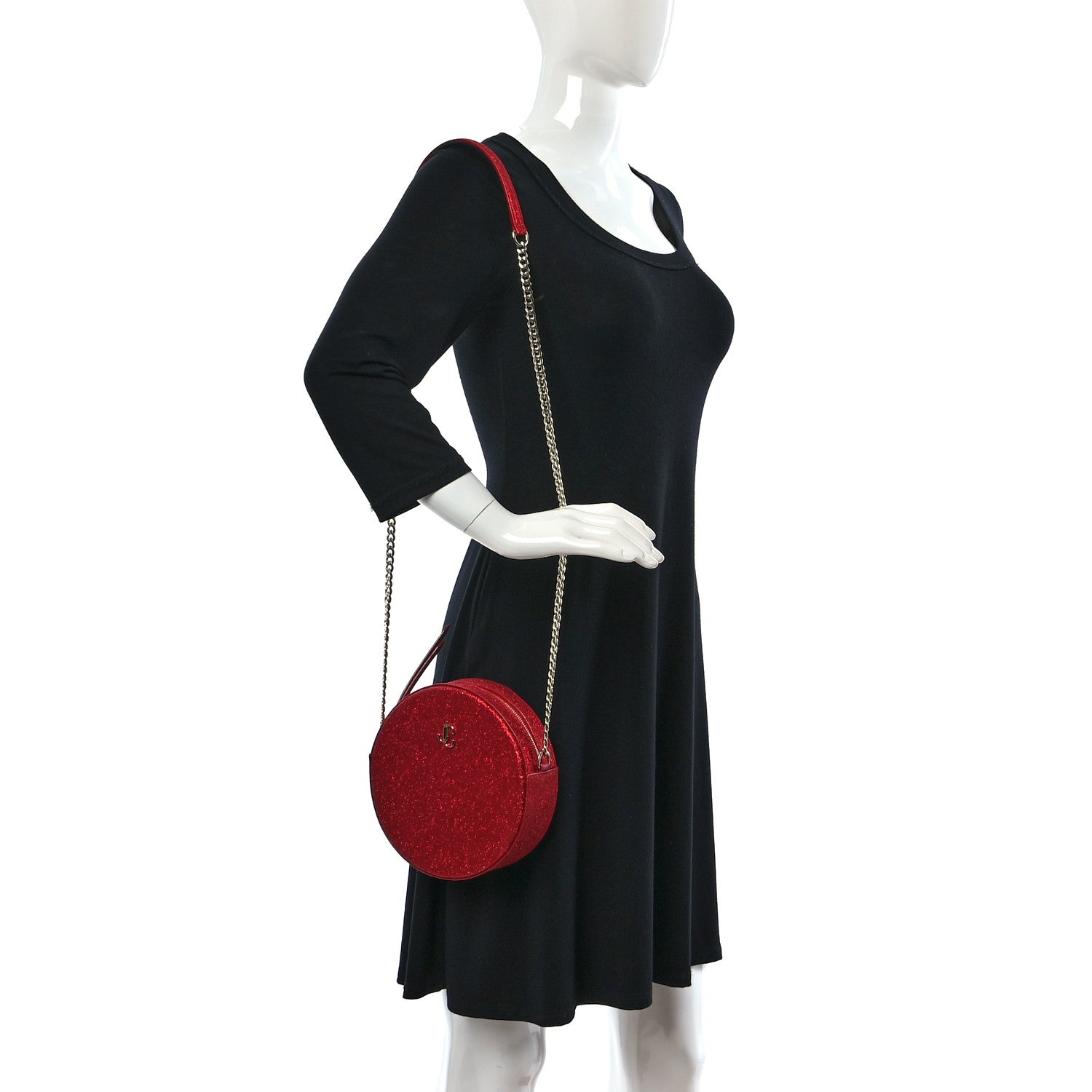 Jimmy Choo Glitter Round Crossbody Red 2 of 10