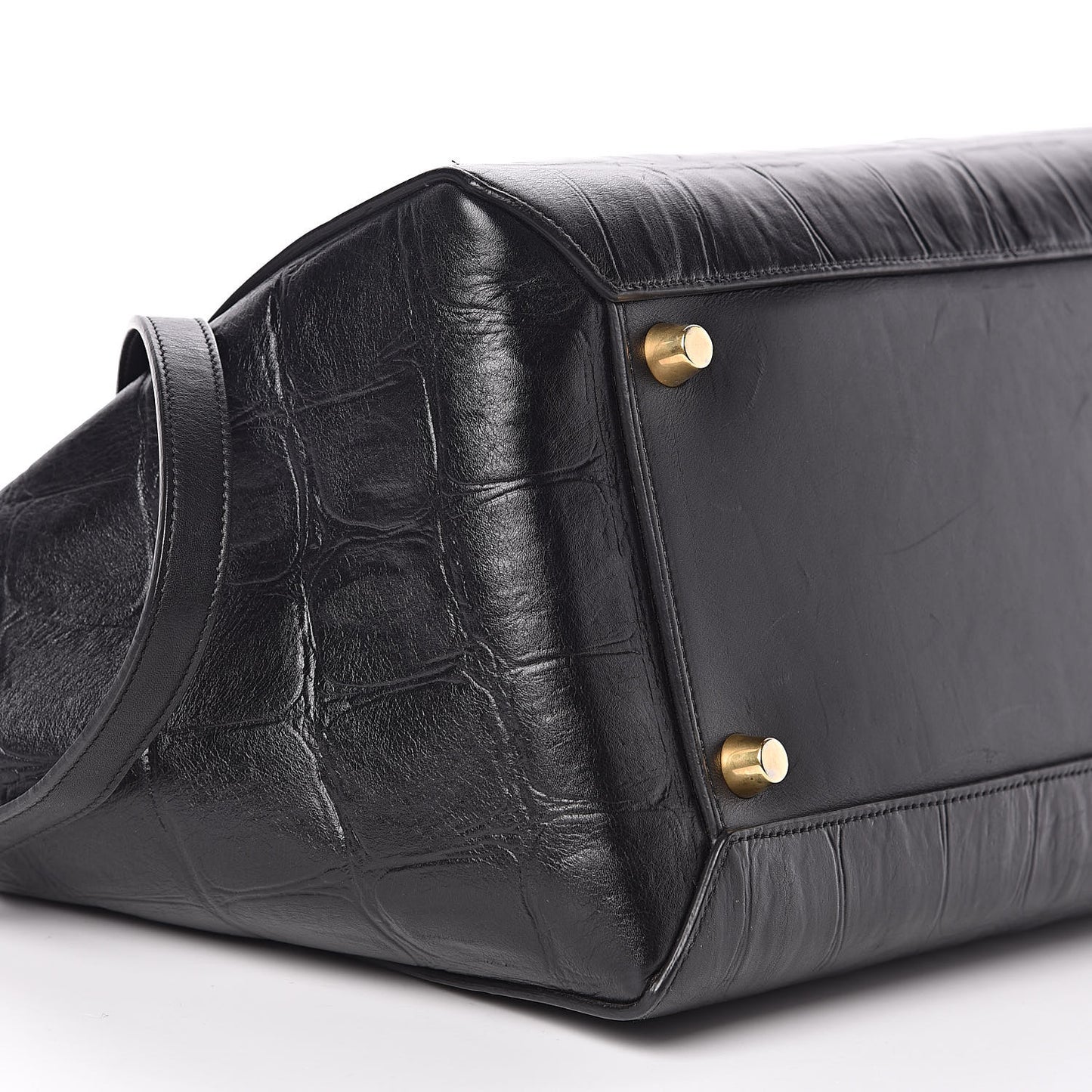 Calfskin Crocodile Embossed Small Belt Bag Black