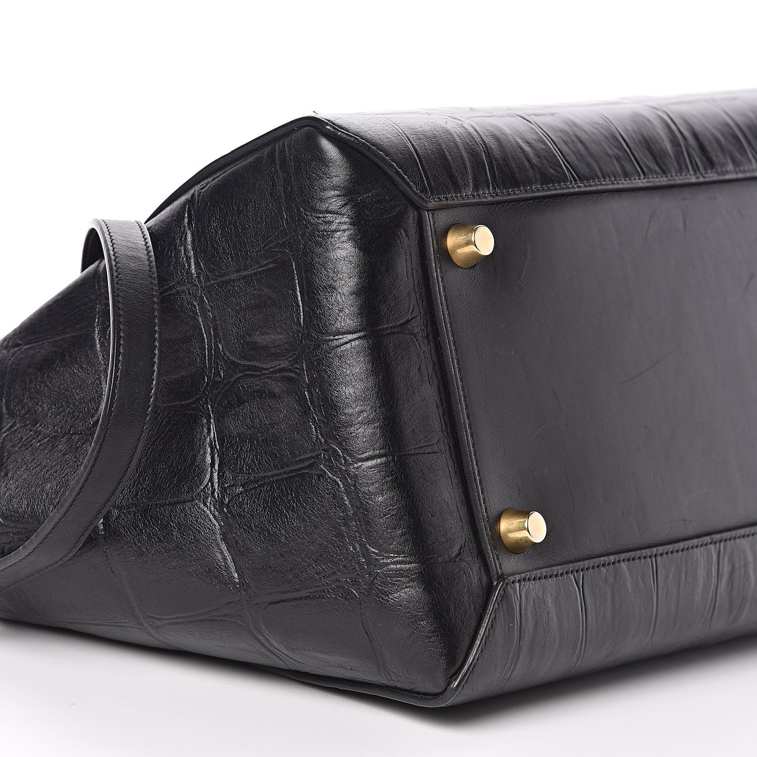 Celine Calfskin Crocodile Embossed Small Belt Bag Black 8 of 15
