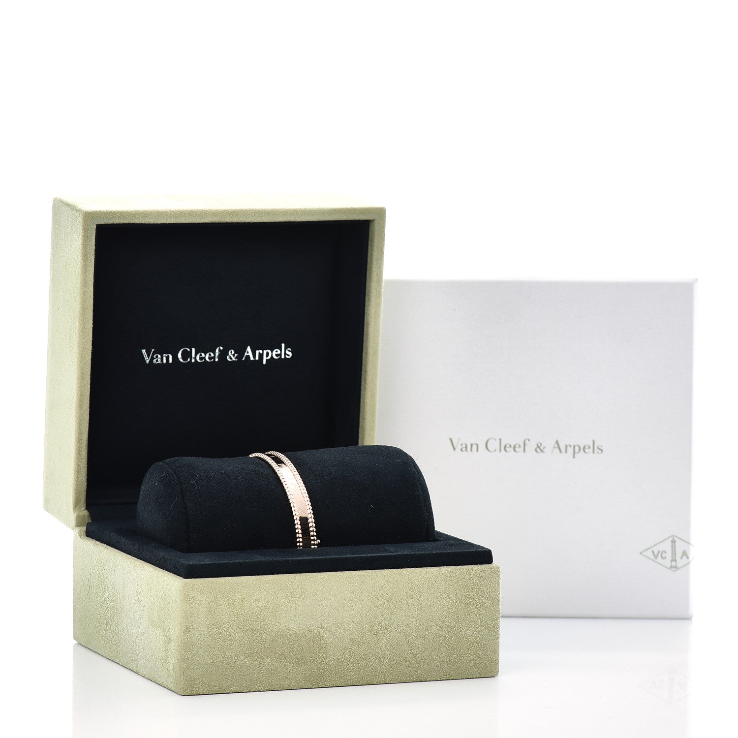 Van Cleef & Arpels 18K Rose Gold Perlee Signature Bangle Bracelet M 6 of 6