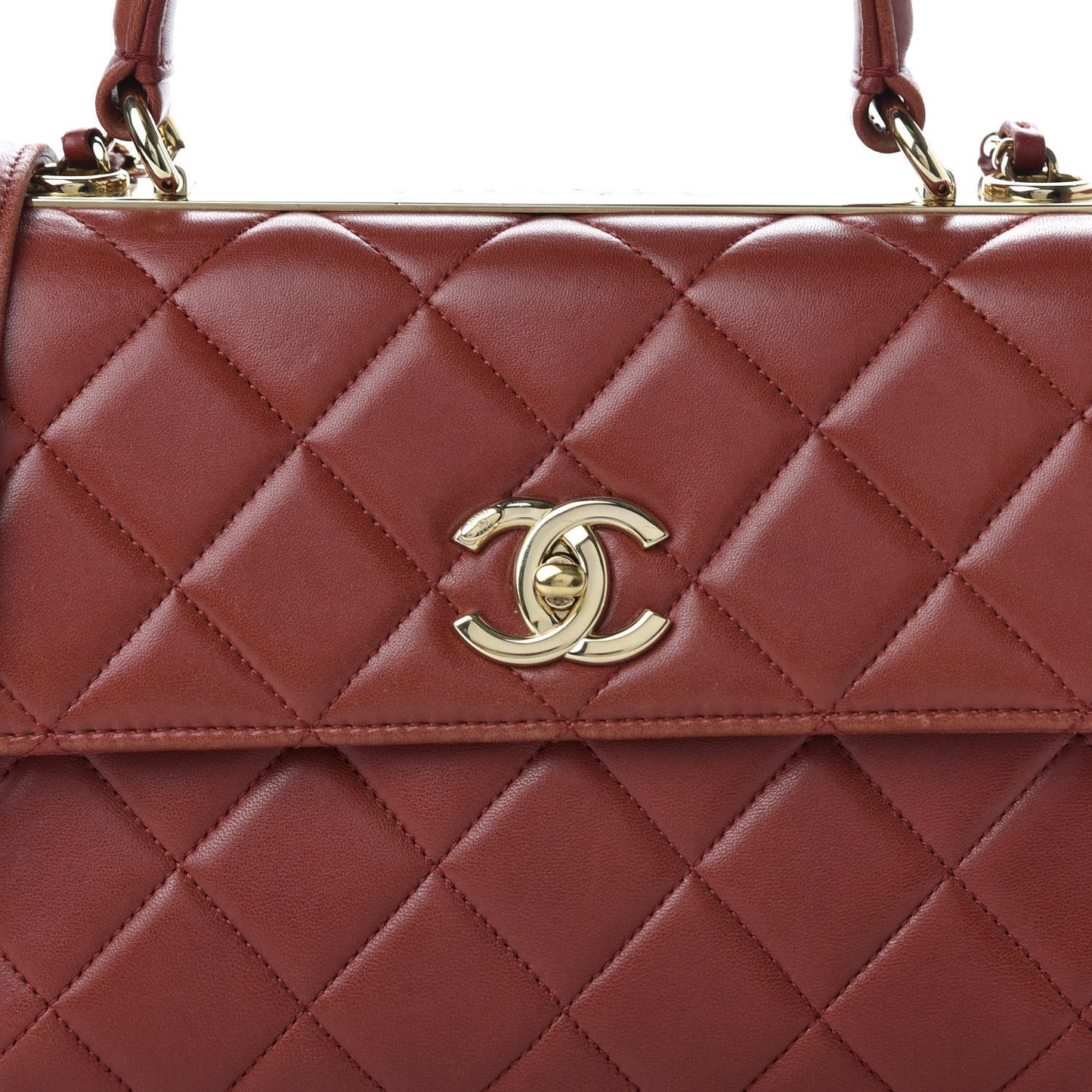 Lambskin Quilted Small Trendy CC Flap Dual Handle Bag Red