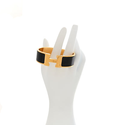 Hermes Enamel Wide Clic Clac H Bracelet GM Black 2 of 5