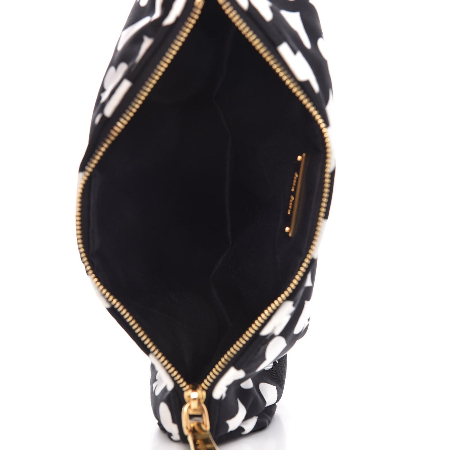 Faille Playing Card Print Clutch Black Black White
