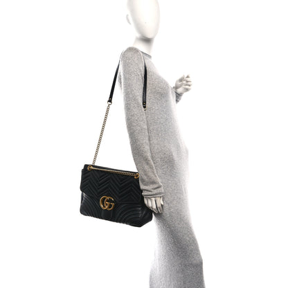 Gucci Calfskin Matelasse Large GG Marmont Shoulder Bag Black 2 of 11