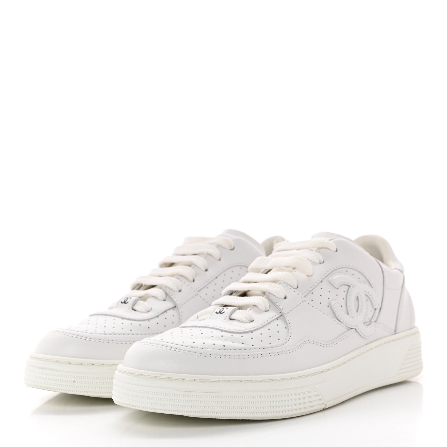 Chanel Calfskin CC Womens Sneakers 38.5 White 3 of 10
