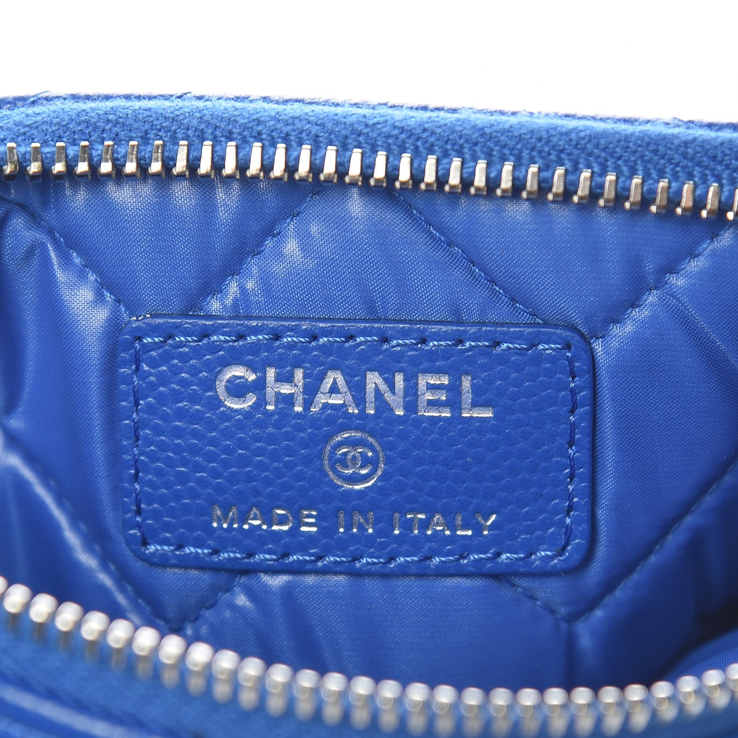 Chanel Caviar Chevron Quilted Small Cosmetic Case Blue 7 of 8