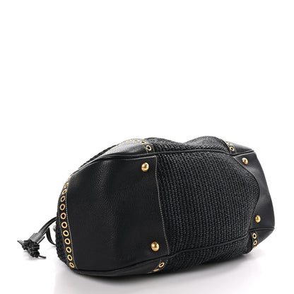 Prada Paglia Vitello Daino Frame Satchel Black 4 of 10