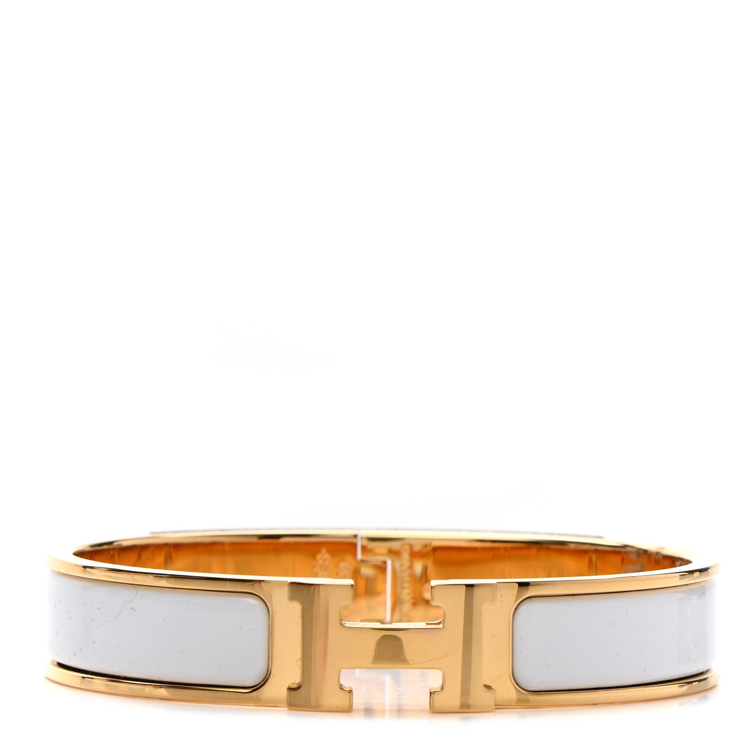 Hermes Enamel Narrow Clic Clac H Bracelet GM White 1 of 5