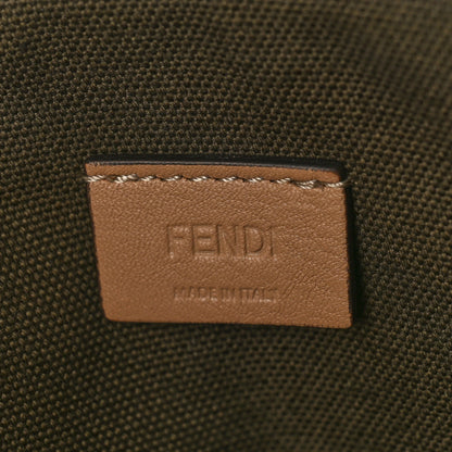 Fendi Canvas Vitello King FF Embroidered Large Flat Pouch Amazzonia Cuoio 6 of 8