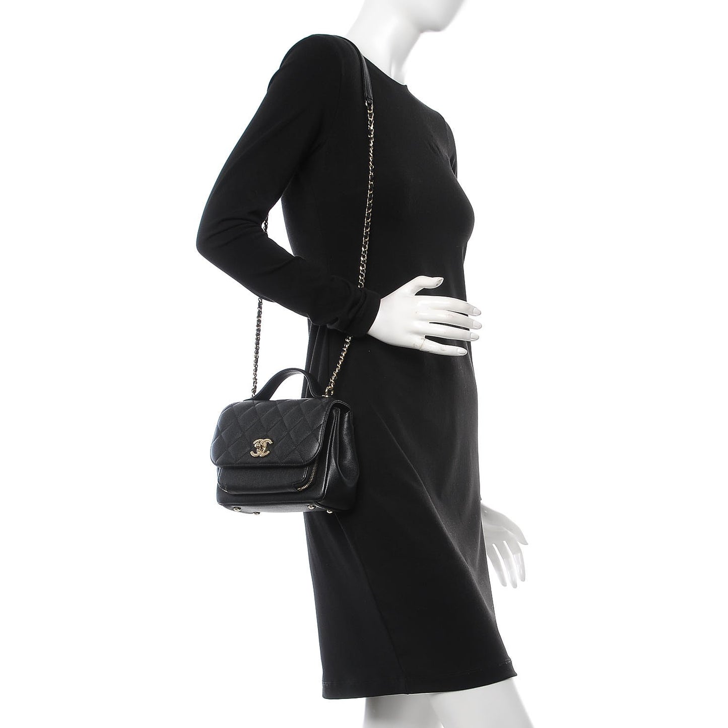 Caviar Quilted Small Business Affinity Flap Black