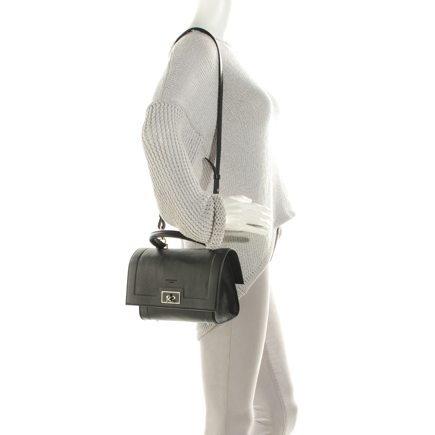 Givenchy Grained Calfskin Mini Shark Lock Satchel Black 2 of 7