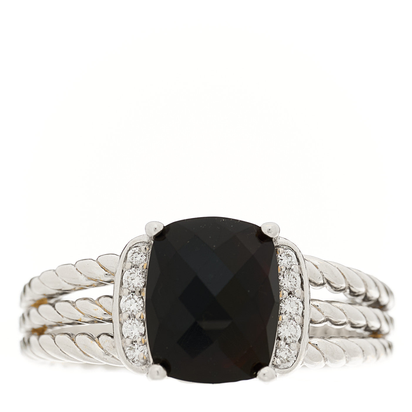 Sterling Silver Diamond Black Onyx 10mm Petite Wheaton Ring 58 8.25