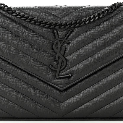 Saint Laurent Grain De Poudre Matelasse Chevron Monogram Monochrome Chain Wallet Black 8 of 13