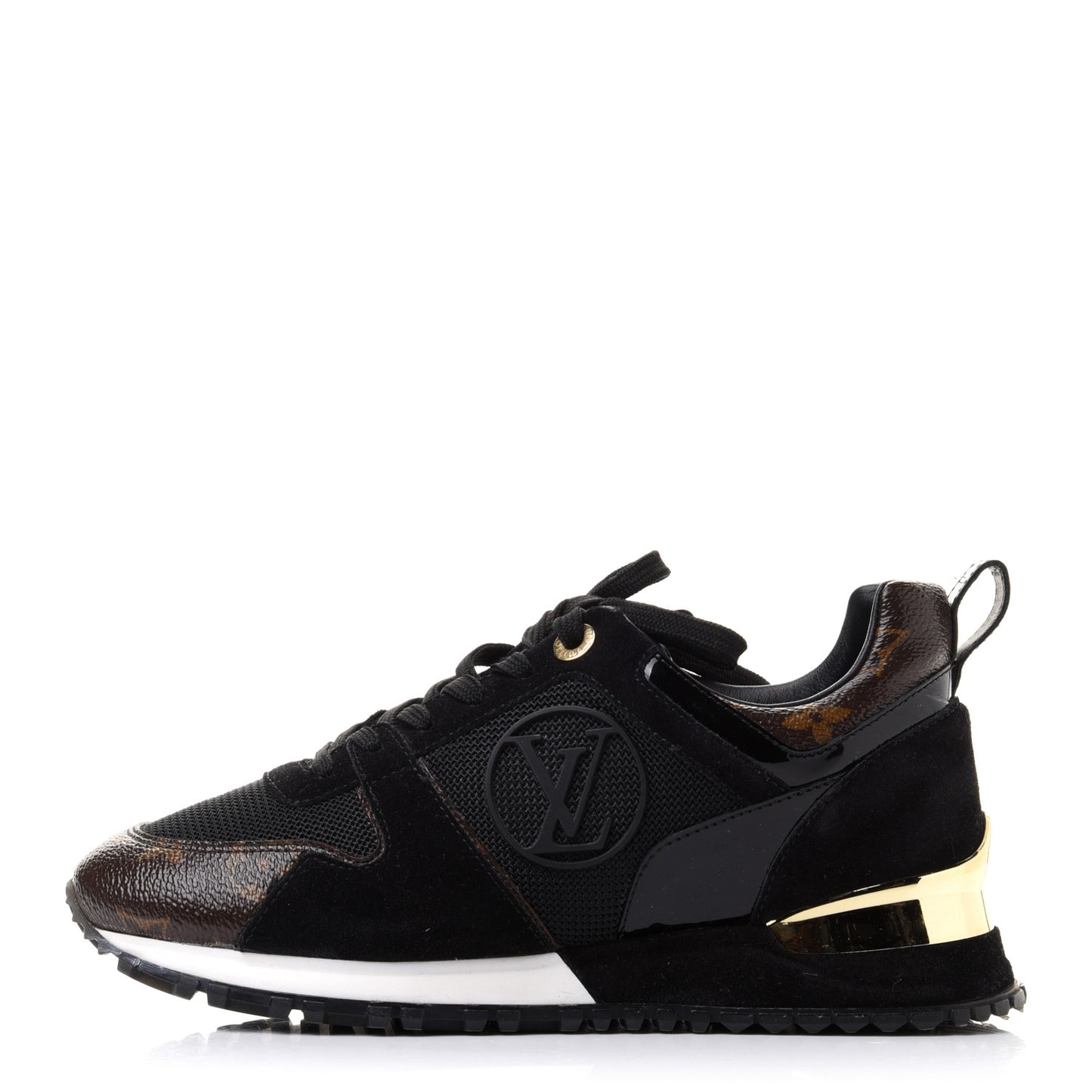 Suede Monogram Run Away Sneakers 35 Black