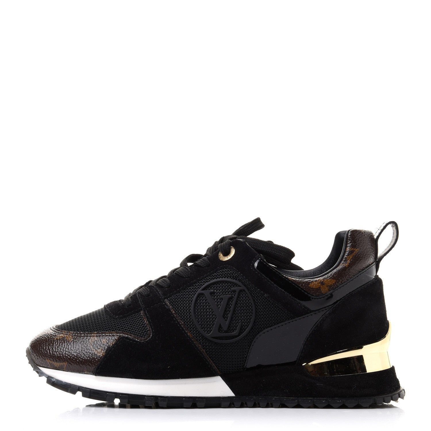 Louis Vuitton Suede Monogram Run Away Sneakers 35 Black 1 of 10