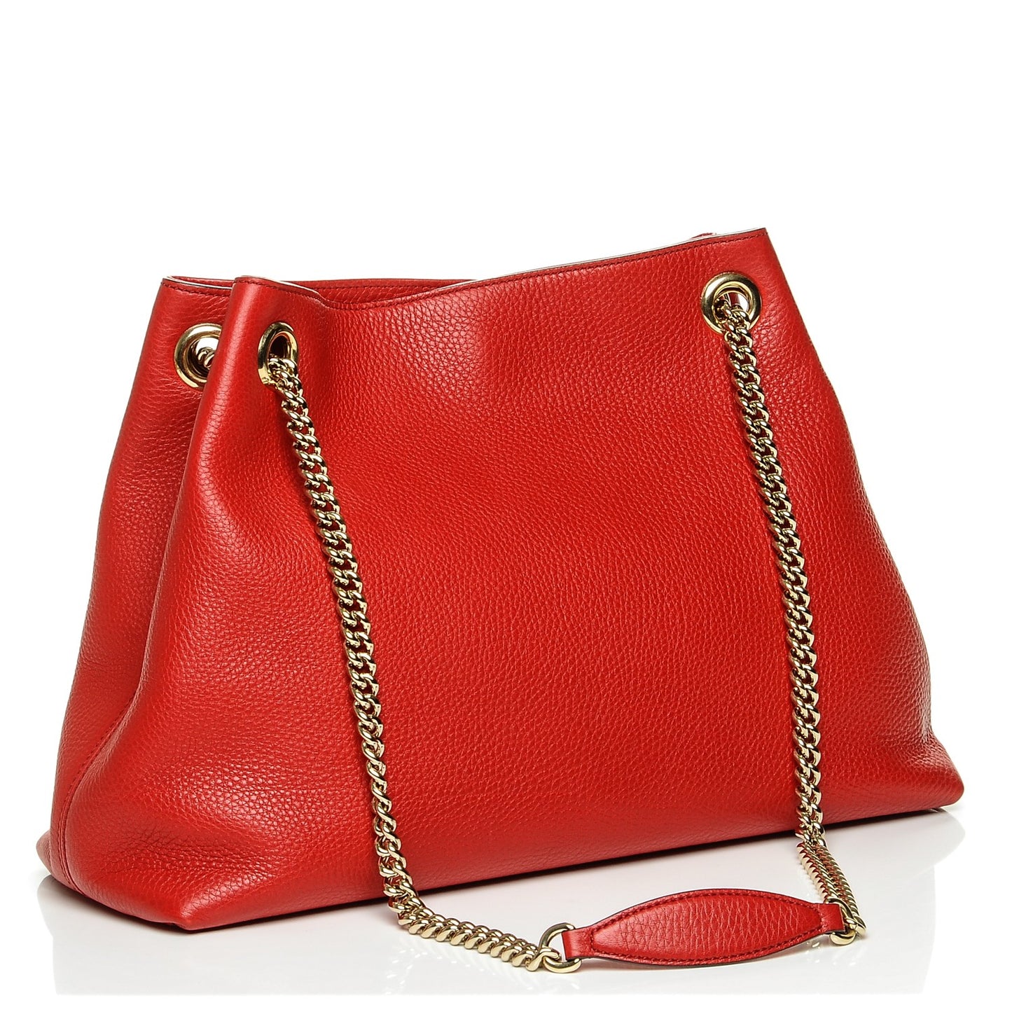 Pebbled Calfskin Medium Soho Chain Shoulder Bag Tabasco Red