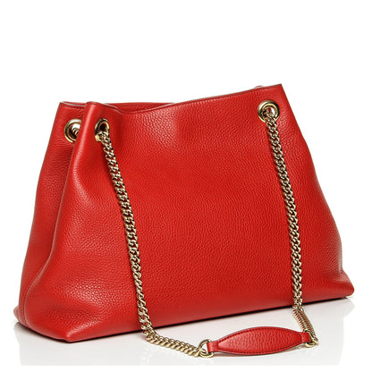 Gucci Pebbled Calfskin Medium Soho Chain Shoulder Bag Tabasco Red 3 of 6