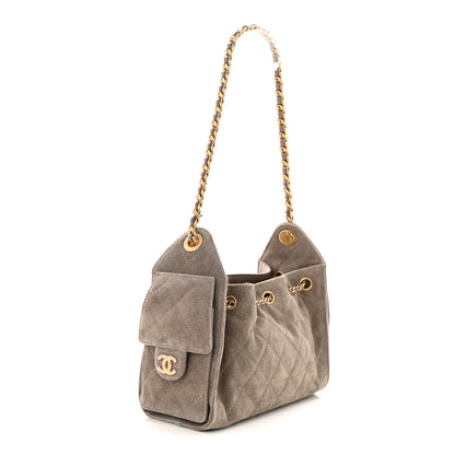 Chanel Suede Quilted Mini Chanel 25 Handbag Dark Grey 3 of 10