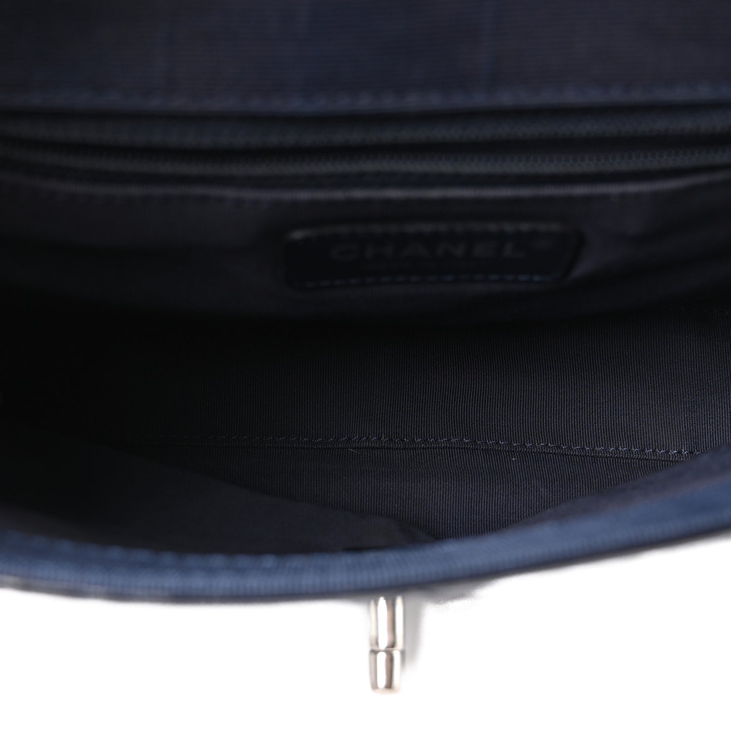 Calfskin Stitched Medium Single Flap Navy