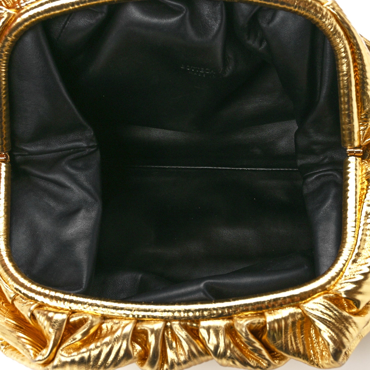 Bottega Veneta Metallic Bark Calfskin Embossed The Pouch Oversized Clutch Oro 5 of 12