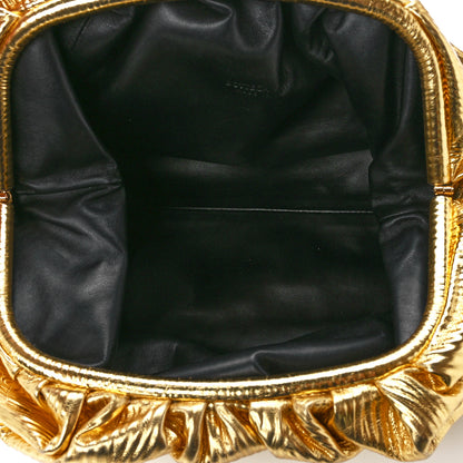 Bottega Veneta Metallic Bark Calfskin Embossed The Pouch Oversized Clutch Oro 5 of 12