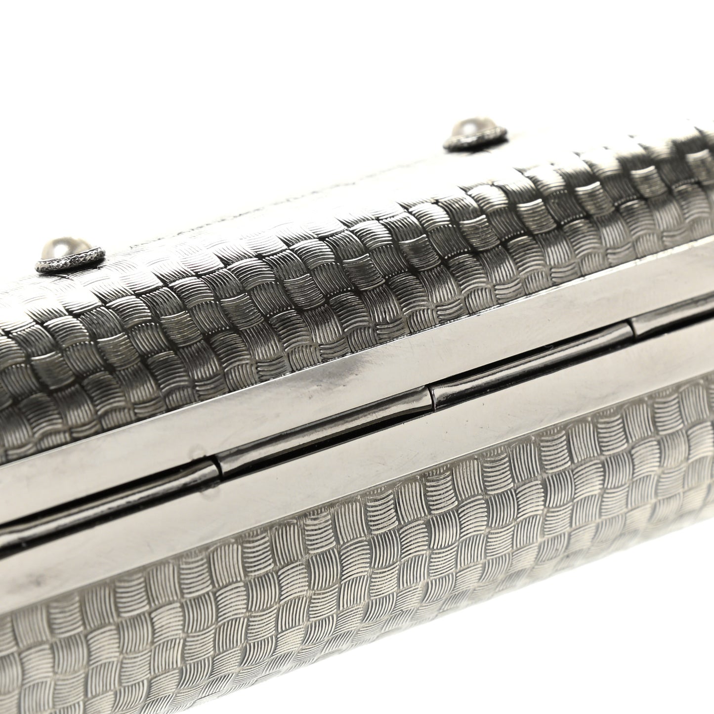 Metallic Knucklebox Clutch Silver
