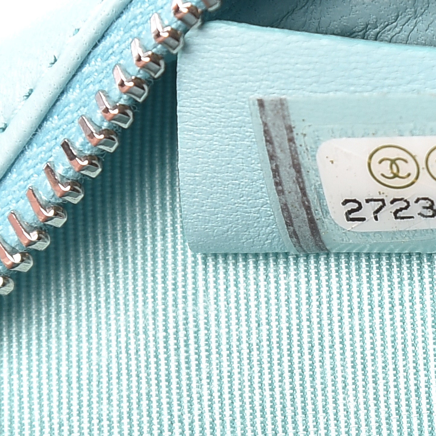 Lambskin Quilted Zip Around Classic Coin Purse Light Blue