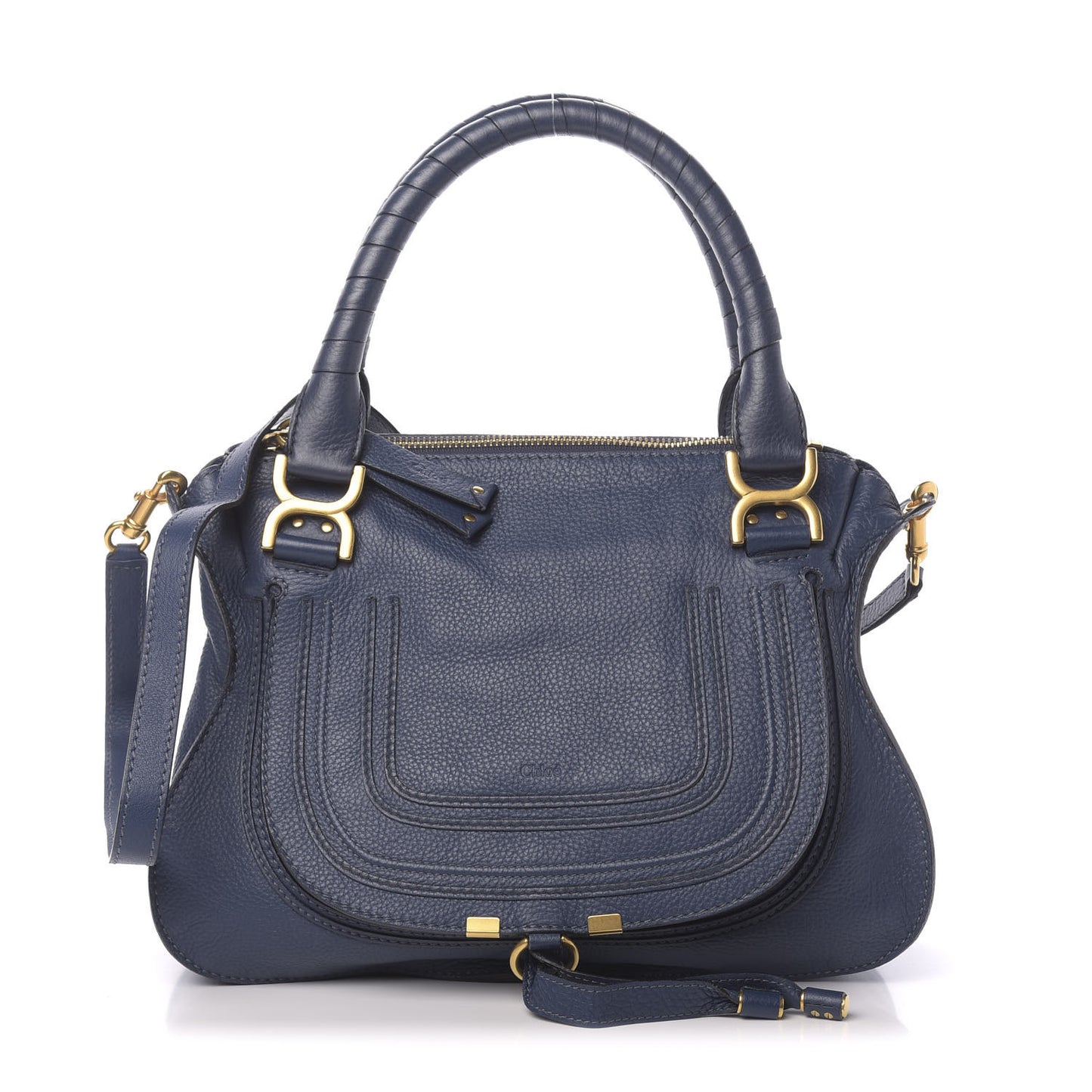 Calfskin Medium Marcie Satchel Royal Navy
