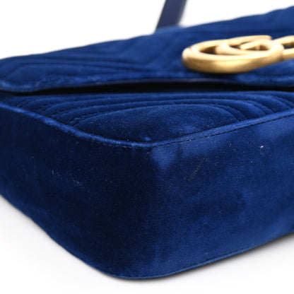 Gucci Velvet Matelasse Medium GG Marmont Shoulder Bag Cobalt Blue 8 of 11