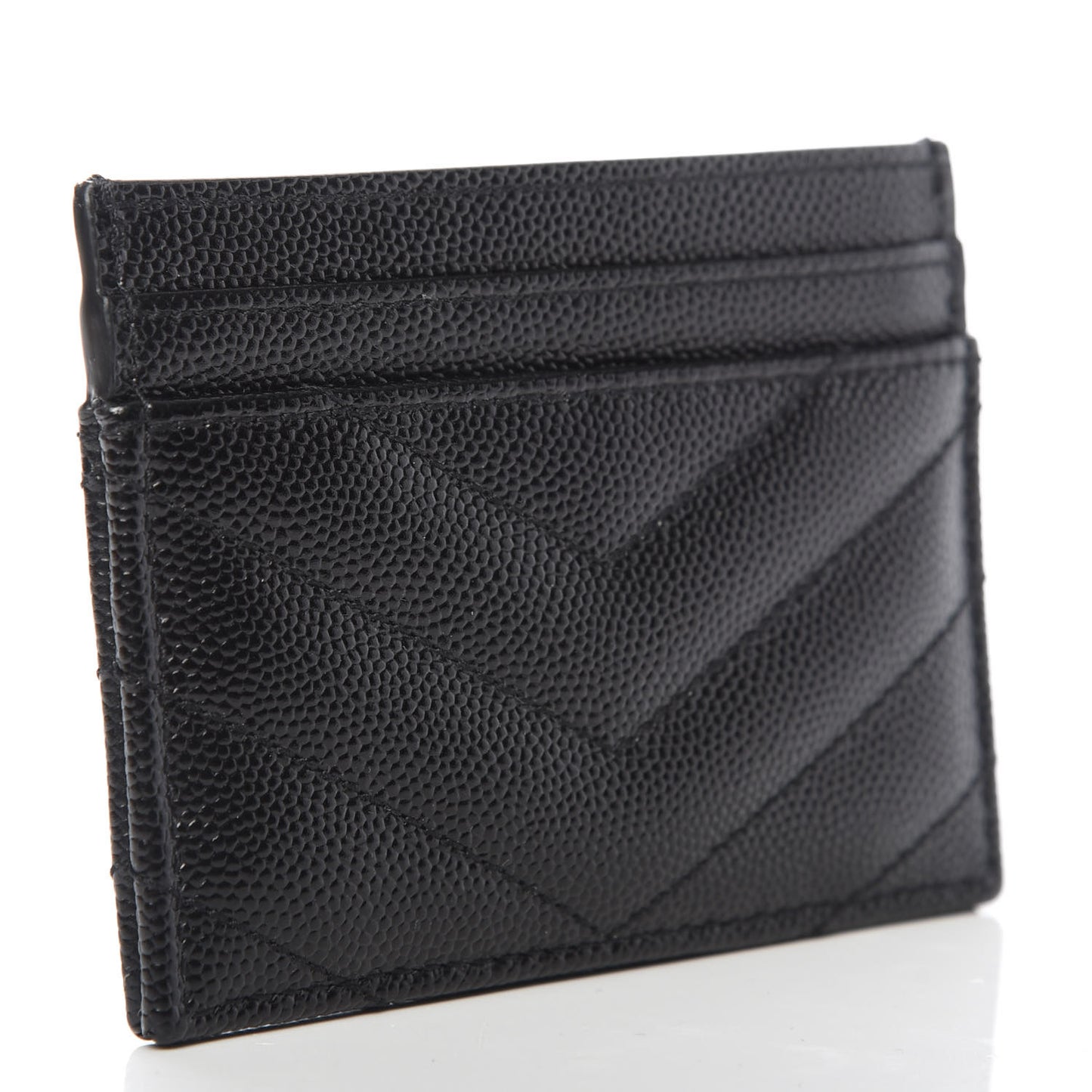 Grain De Poudre Matelasse Chevron Monogram Credit Card Case Black