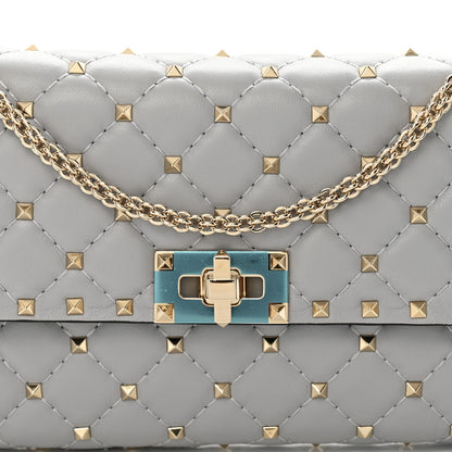 Valentino Garavani Lambskin Rockstud Spike Wallet on Chain Grey 7 of 9