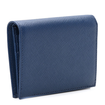 Prada Saffiano Metal Bi-Fold Wallet Bluette 3 of 7